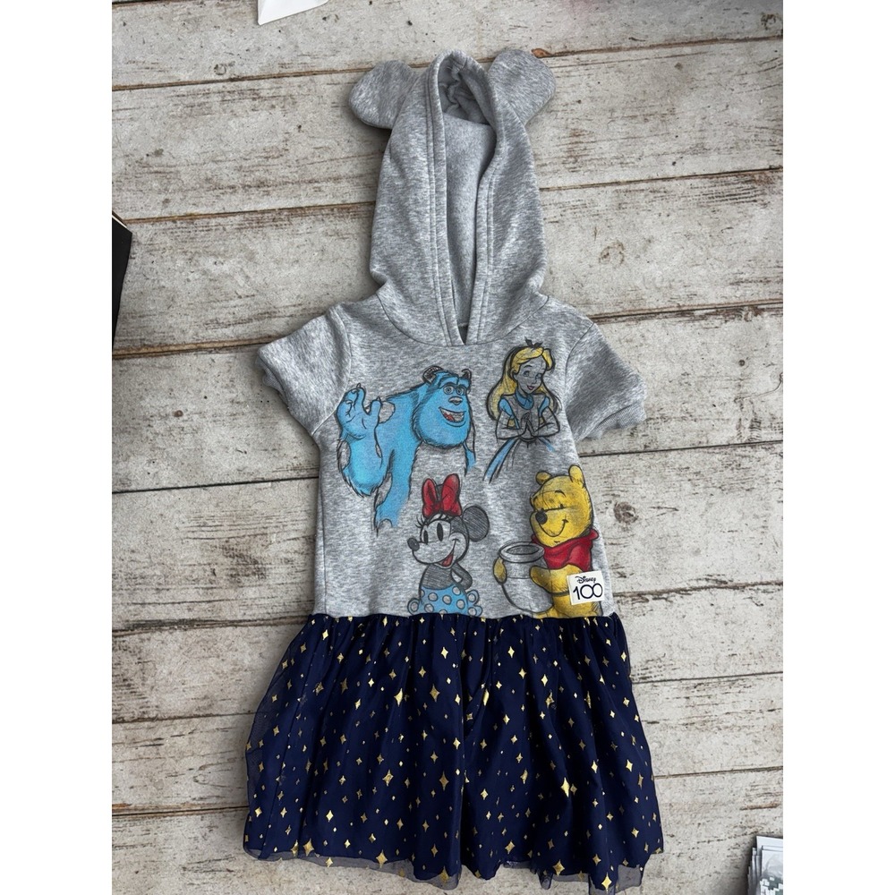 DISNEY GIRLS WINNIE THE POOH MINNIE MOUSE CHARACTER THEME DRESS HOODED‎ SM 6-6X